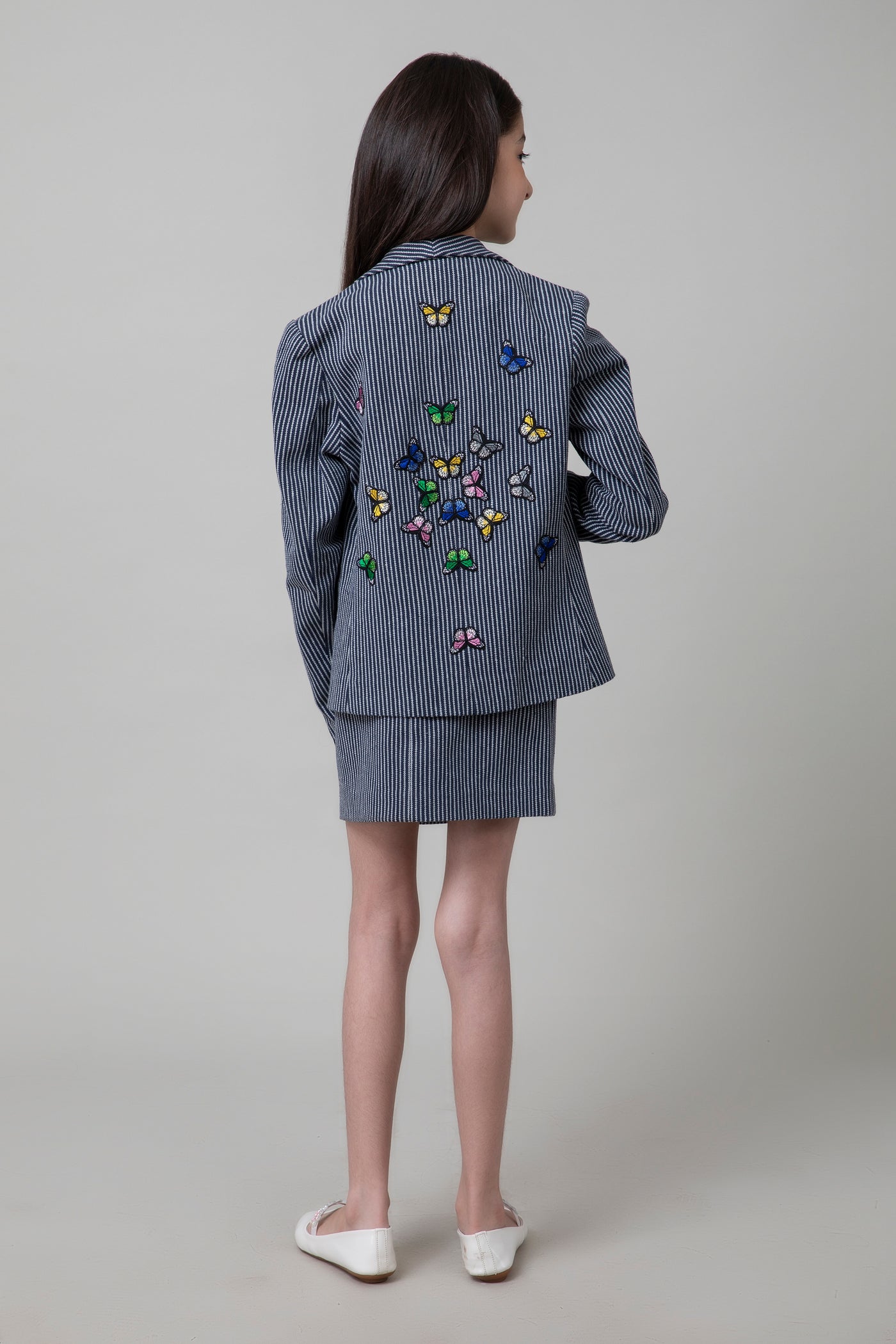 Butterfly Love in Denim Set, cotton denim twill is in a classic blazer style for kids, young girl, BeTrue, Be True