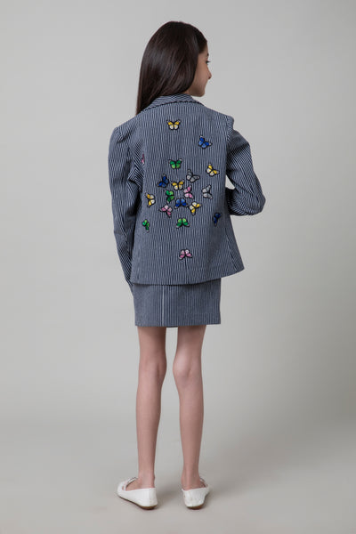 Butterfly Love in Denim Set, cotton denim twill is in a classic blazer style for kids, young girl, BeTrue, Be True