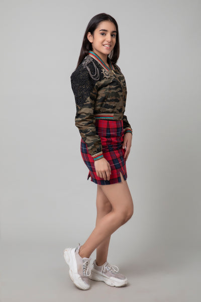 Camouflage Rock Jacket Skirt Set, jacket for kids, young girl, BeTrue, Be True