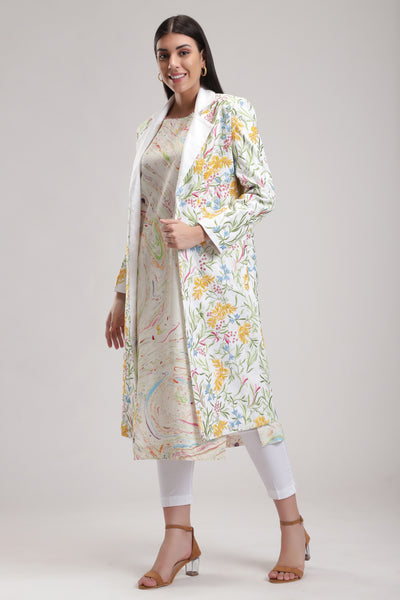Embroidered Orient White Trench, beautifully embroidered